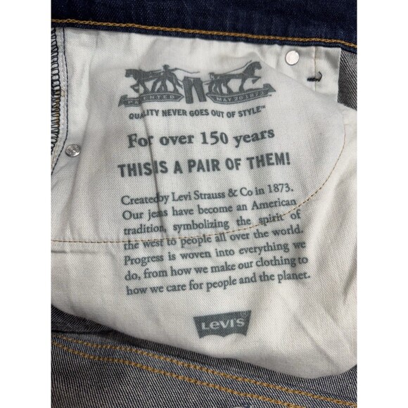 Levis 505 Jeans Mens 40x32 Blue Regular Straight Leg Denim Stretch Dark Wash - Picture 4 of 12